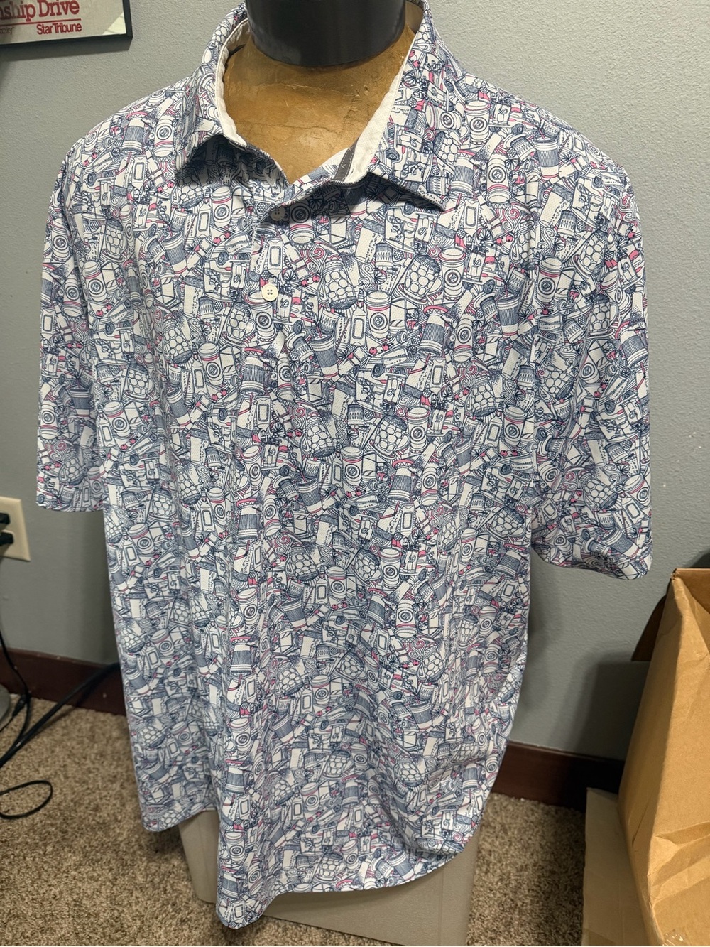 Callaway OptiDri Mens 3X Short Sleeve Beverage Theme Polo Shirt